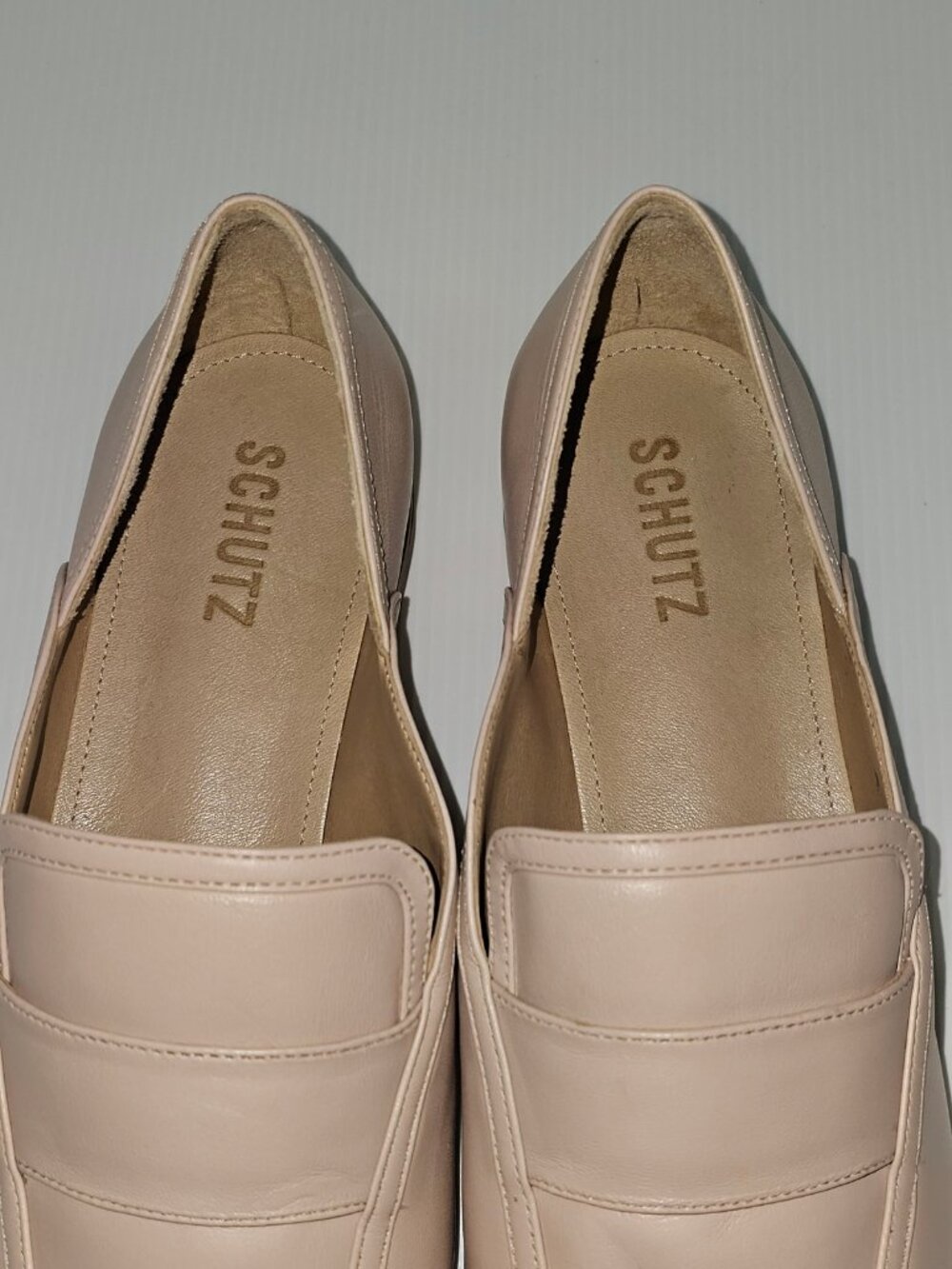 Schutz Maurice Penny Loafer Flats Womens 10 Beige Nappa Leather Minimalist NEW - Picture 8 of 14